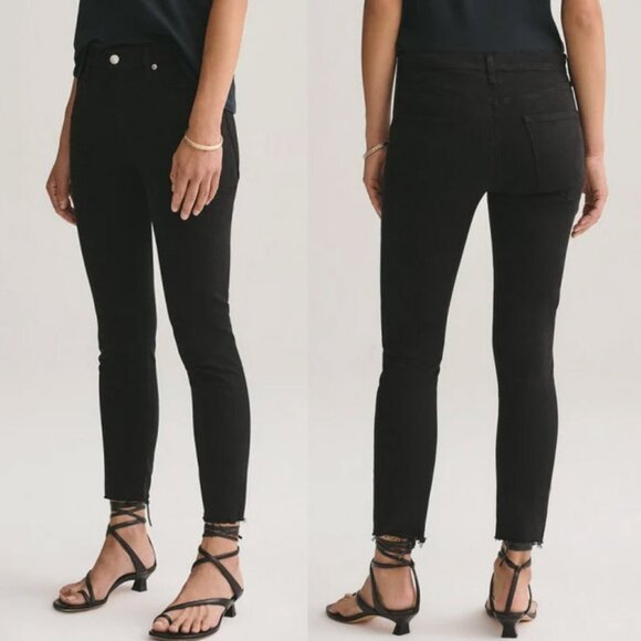 Agolde Sophie Crop High Waist Rise Skinny Jean Black Size 27 Stretchy Comfy $158 - Picture 1 of 15